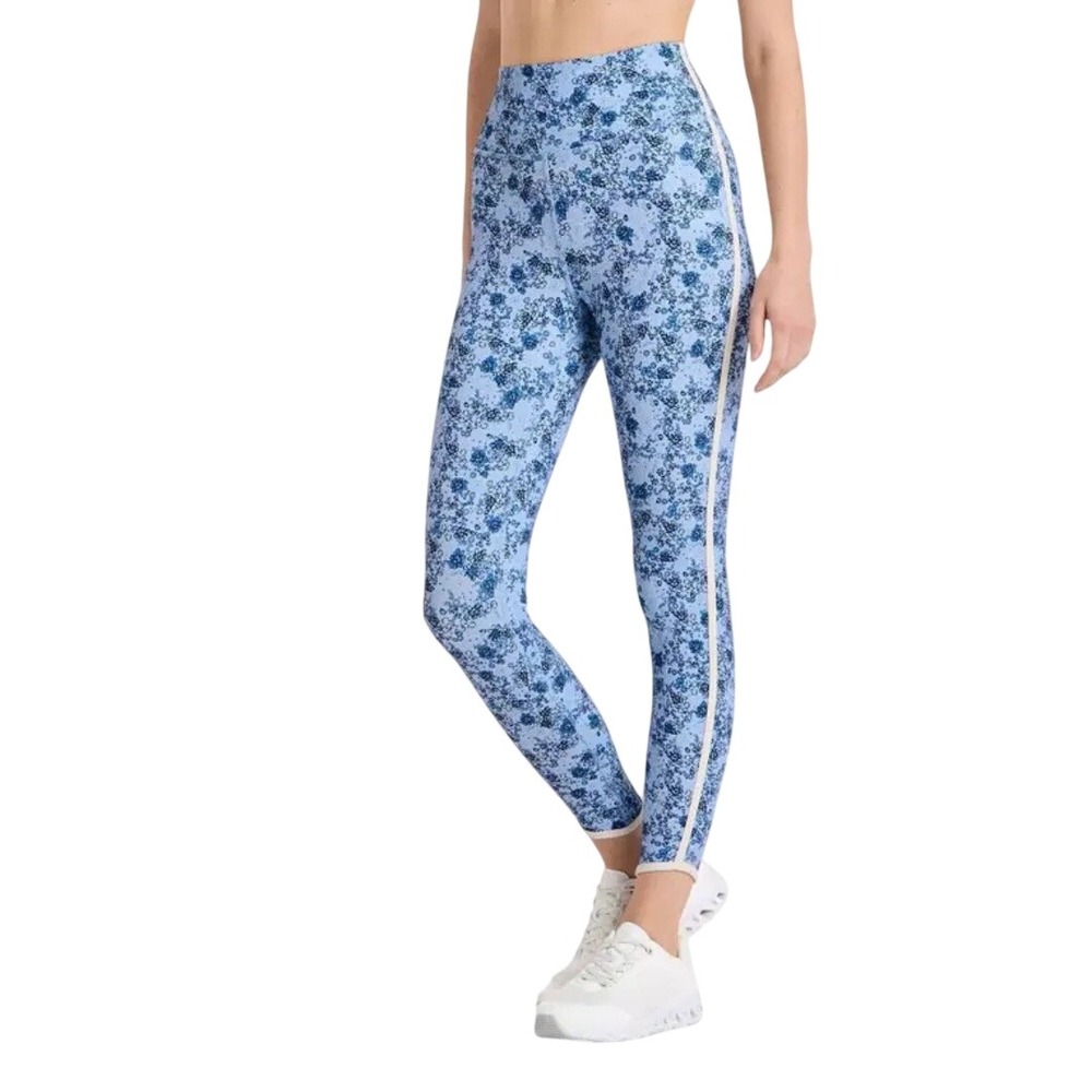 JoyLab Women's Blue Floral Piped‎ High Rise Athletic 7/8 Leggings Size XS